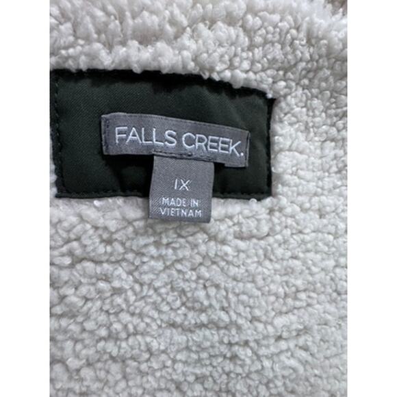 "FALLS CREEK" Green Womens Puffer Coat Side Zippers Sherpa Lined SZ 1X Cozy Warm - Picture 7 of 12